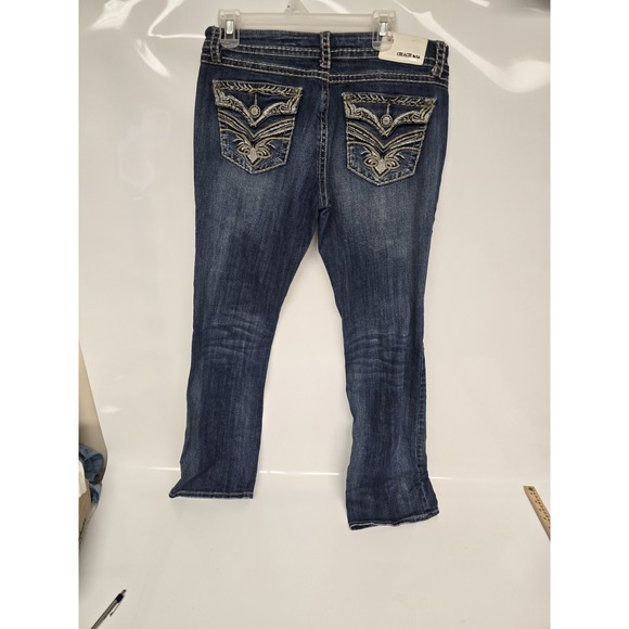 Grace in LA‎ Jeans Women 30x33 Easy Fit Mid Rise Bootcut Embellished Embroidery - Picture 2 of 14
